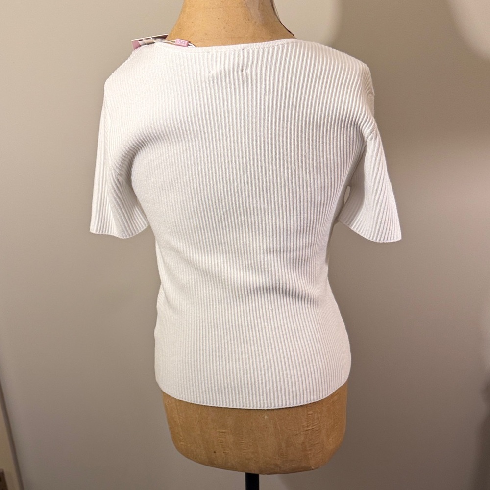 Muse White Ribbed Sweater - Picture 6 of 6